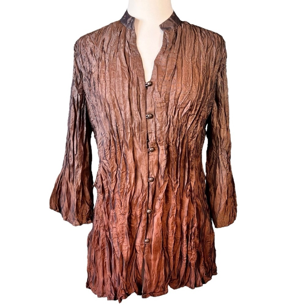 Coldwater Creek Y2K Fairy Metallic Ombré Crinkle Blouse